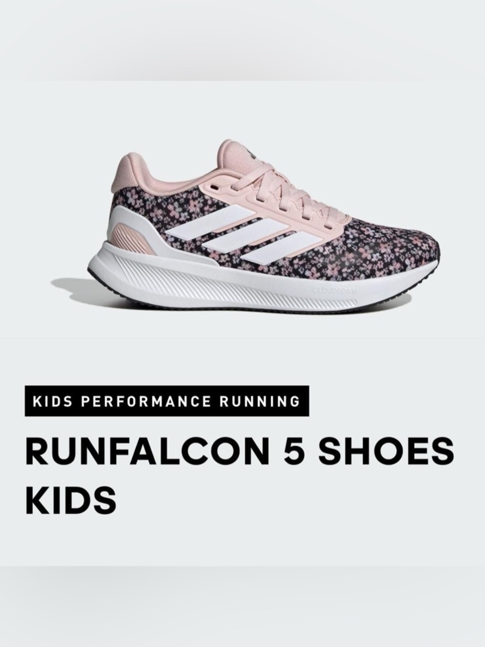 adidas girl’s Pink Floral Cloudfoam Athletic Shoe - US 5 - Picture 6 of 7